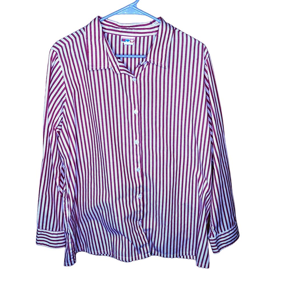 Vintage American Sweetheart Shirt Red Striped Button Down XL